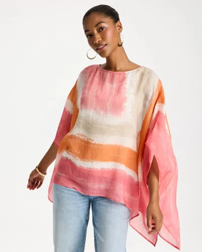 Chico's Printed Poncho In Pink In Orange