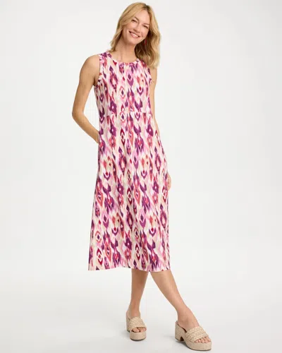 Chico's Printed Ponte Knit Tank Dress In Raspberry In Pink