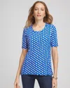 Chico's Printed Short Sleeve Pima Tee In Azure In Multi