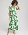 Chico's Printed Silk-twill Popover Midi Dress In White In Sand