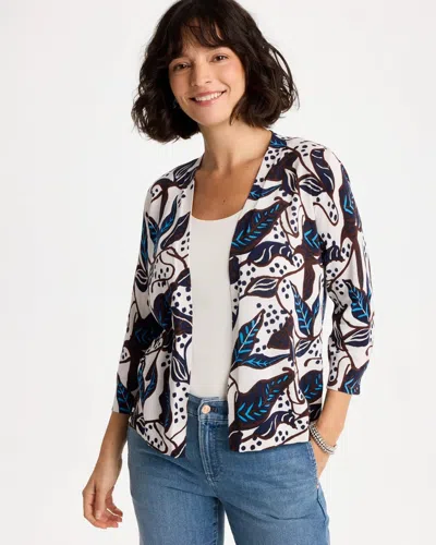 Chico's Printed Summer Romance Cardigan Sweater In Deep Brown