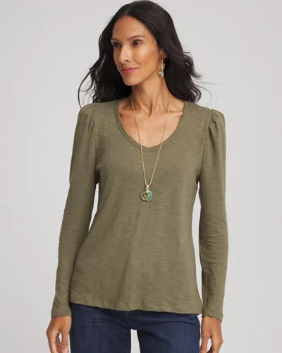 Chico's Puff-sleeve Tee In Nettle Leaf