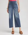 Chico's Pull-on Cropped Wide-leg Frayed Jeans In Persimmon Indigo