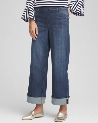 Chico's Pull-on Cuffed Jeans In Paros Indigo Size 4 |