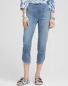 Chico's Pull-on Dolphin-hemmed Capri Jeans In Helena Indigo Size 18 |  In Helena Indigo