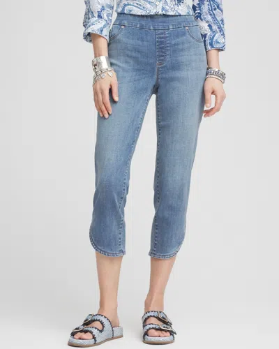 Chico's Pull-on Dolphin-hemmed Capri Jeans In Helena Indigo Size 18 |