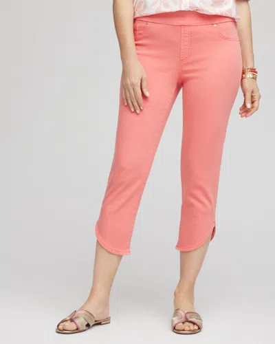 Chico's Pull-on Dolphin-hemmed Capri Jeans In Orange Size 20/22 |  In Melon Mambo