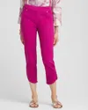Chico's Pull-on Dolphin-hemmed Capri Jeans In Purple Size 14 |  In Purple Clover
