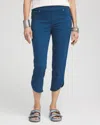 Chico's Pull-on Dolphin-hemmed Capri Jeans In Blue Size 18 |  In Seaport Blue