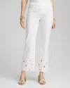 Chico's Petite Pull-on Embellished Straight Cropped Jeans In White Size 12p/14p |  In Alabaster