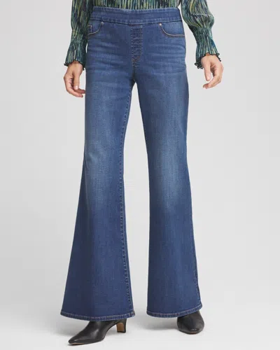 Chico's Pull On Flare Jeggings In Moonflower Indigo Size 18 |