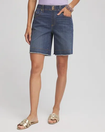 Chico's Pull-on Fray Hem Shorts In Denim