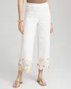 Chico's Pull-on Embellished Cropped Jeans In White Size 0/2 |  In Alabaster