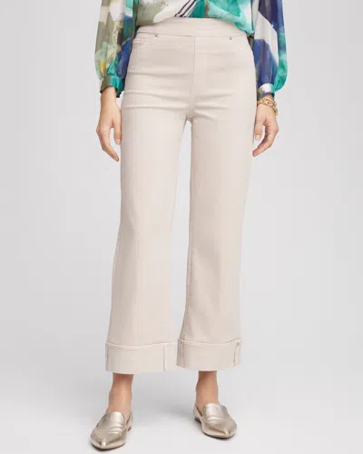 Chico's Pull-on Wide Leg Cuffed Jeans In Taupe Size 20 |  In Smokey Taupe