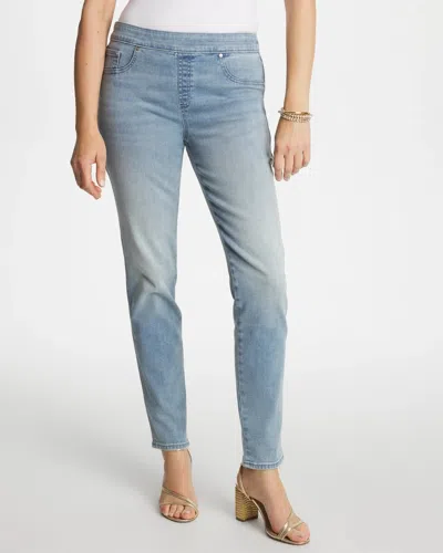 Chico's Pull-on Slim Ankle Jeggings In Printemps Indigo In Blue