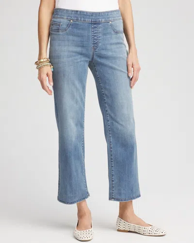Chico's Pull-on Straight Cropped Jeans In Helena Indigo Size 4 |
