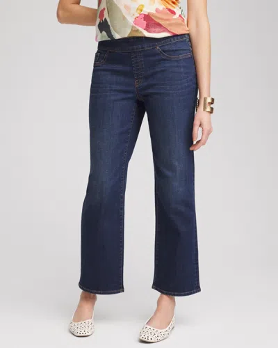 Chico's Pull-on Straight Cropped Jeans In Lunabelle Indigo Size 10 |