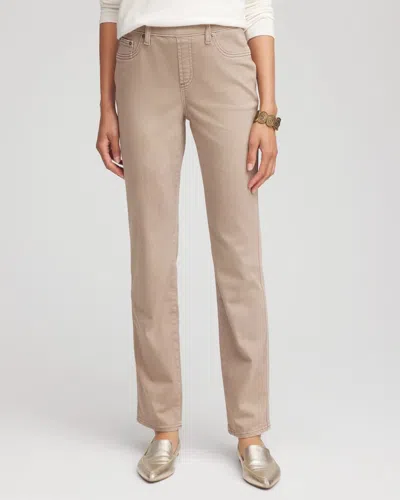 Chico's Pull-on Straight-leg Jeans In Rocky Mountain In Neutral