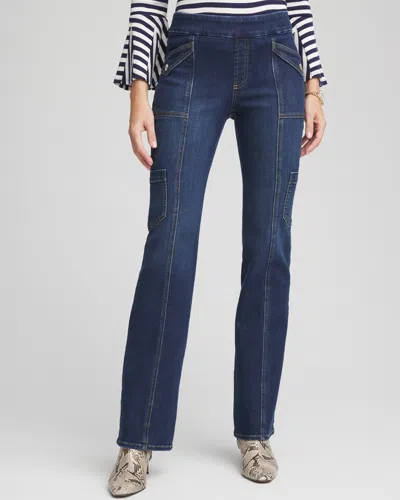 Chico's Pull-on Utility Jeans In Jackson Indigo Size 18 |  In Medium Wash Denim