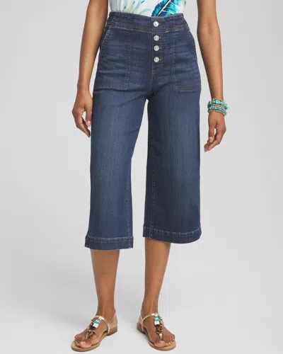Chico's Pull-on Wide Capri Jeans In Denim