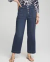 CHICO'S PULL-ON WIDE LEG CROPPED PANTS IN MEDIUM WASH DENIM SIZE 4P/6P | CHICO'S