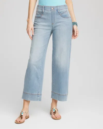 Chico's Pull-on Wide-leg Cropped Jeans In Denim