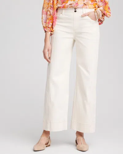 Chico's Pull-on Wide-leg Cropped Jeans In White Size 16/18 |  In Sea Salt