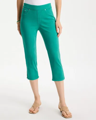 Chico's Pull-on Capri Jeans In Topanga Green