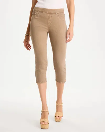 Chico's Pull-on Capri Jeans In Topaz Smoke In Brown