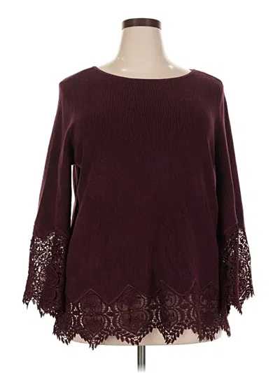 Pre-owned Chico's Pullover Sweater In Burgundy