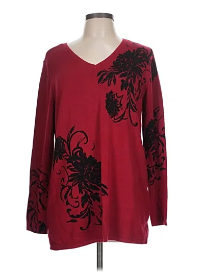 Pre-owned Chico's Pullover Sweater In Burgundy