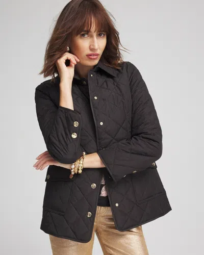 Chico's Quilted Barn Jacket In Black Size Medium |