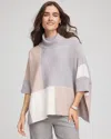 Chico's Quilted Chic Cowlneck Poncho In Birch In Brown