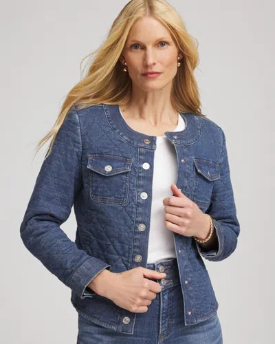 Chico's Quilted Denim Jacket In Wilma Indigo In Blue