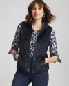 Shop Chico's Quilted Faux Fur Vest In Blue Size Medium |  In Classic Navy