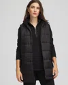 Chico's Quilted Hooded Vest In Black In Black