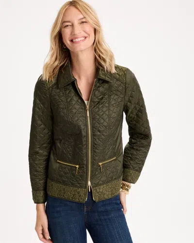 Chico's Quilted Long-sleeve Jacket In Mossy Grove