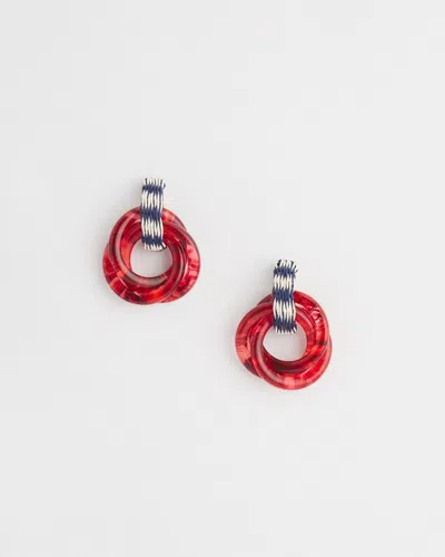 Chico's Raffia Resin Drop Hoop Earring |  In Madeira Red