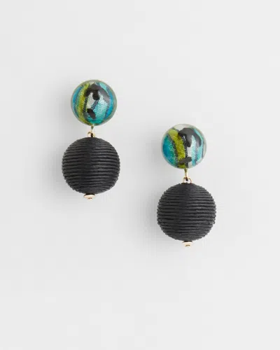 Chico's Raffia Wood Drop Earrings |  In Black