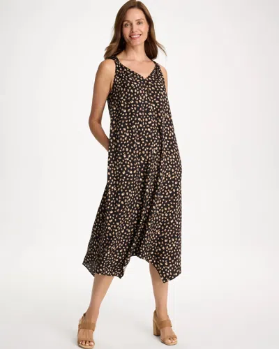 Chico's Rayon-silk Asymmetrical Hem Dress In Black