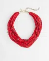 CHICO'S RED RAFFIA BEADED NECKLACE | CHICO'S