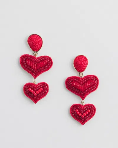 Chico's Red Seed-bead Heart Earrings |