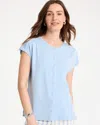 Chico's Refined Button Tee In Blue Haven