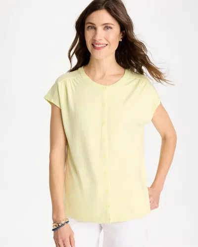 Chico's Refined Button Tee In Sage Lime In Nude