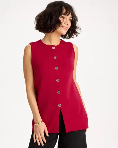 Chico's Refined Crewneck Sweater Vest In Cherry Lush In Red