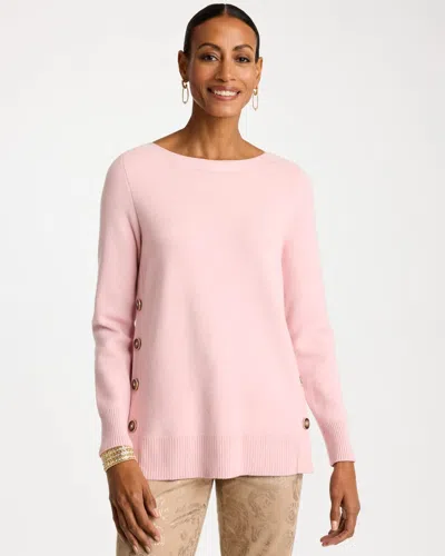 Chico's Refined Satin Button-detail Tunic In Blushed
