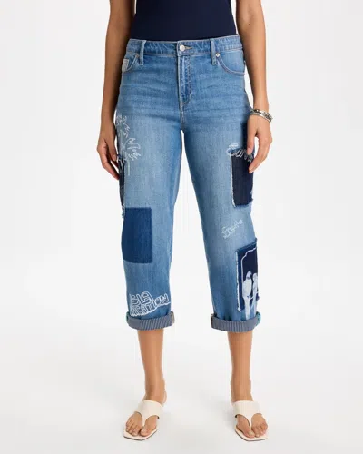 Chico's Relaxed Boyfriend Americana Jean In Underwater Medium Wash Denim