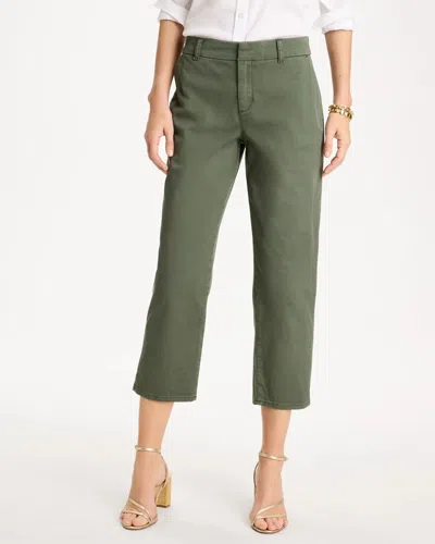 Chico's Relaxed Boyfriend Chino Crop Pants In Kelp Forest In Green