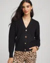 Chico's Relaxed-fit Button-front Cardigan Sweater In Black In Multi