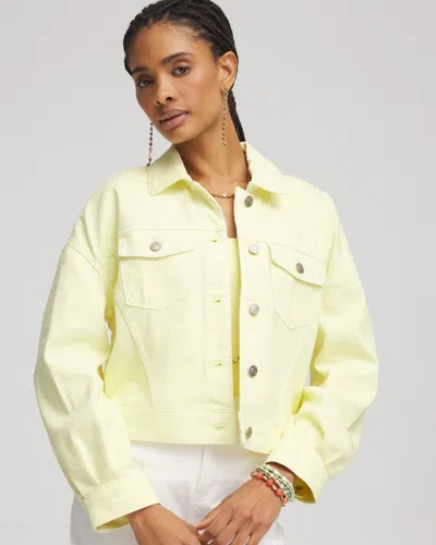 Chico's Relaxed-fit Denim Jacket In Yellow Size Large |  In Bright Yellow